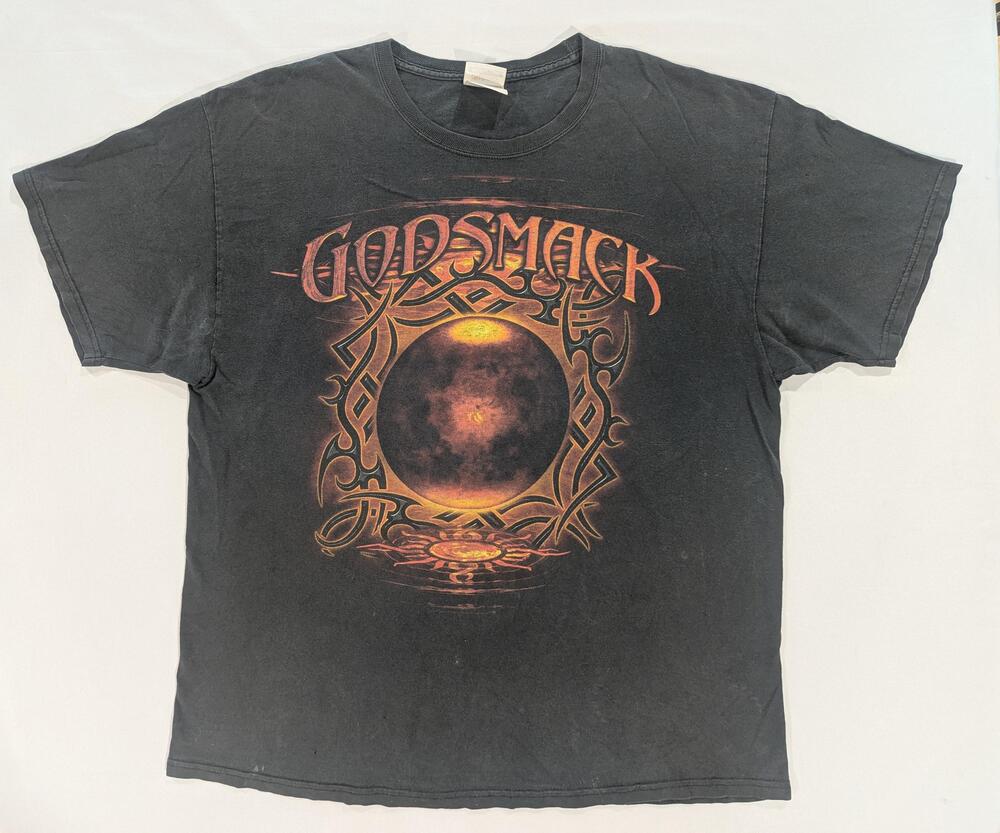 Vintage Godsmack Shirt Mens XL Black Solar Graphic Rock Band Tee Hanes 90s